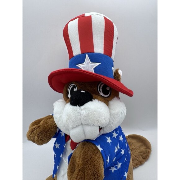 Buc-ees Plush Beaver Uncle Sam Fourth of July 4th USA Patriotic Stuffed Animal - Picture 2 of 7